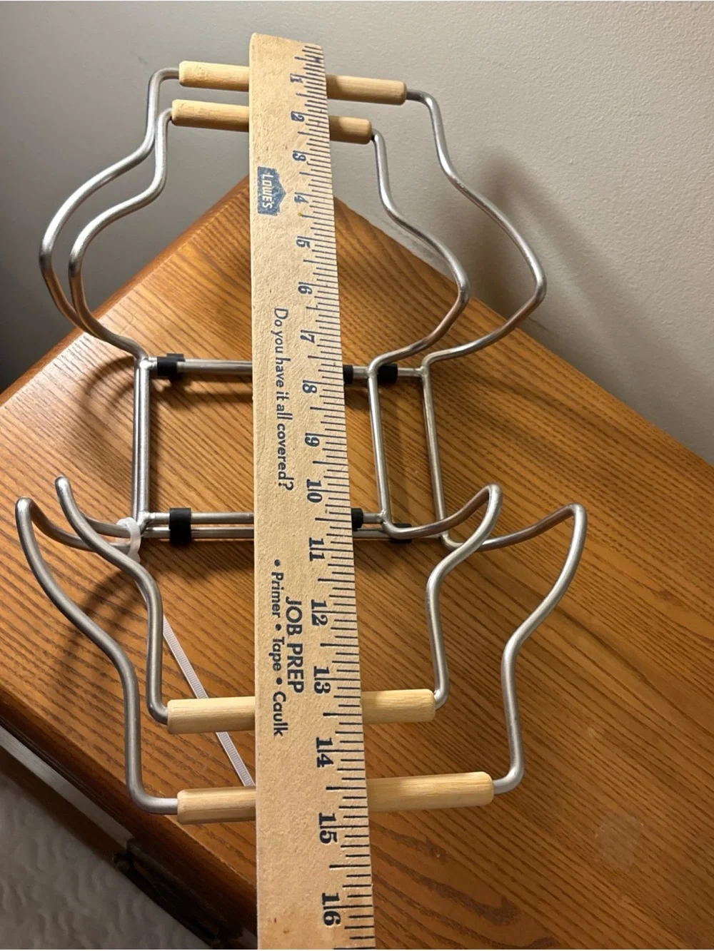 Folding Metal Stand with Wooden Grips - Silver and Light Wood